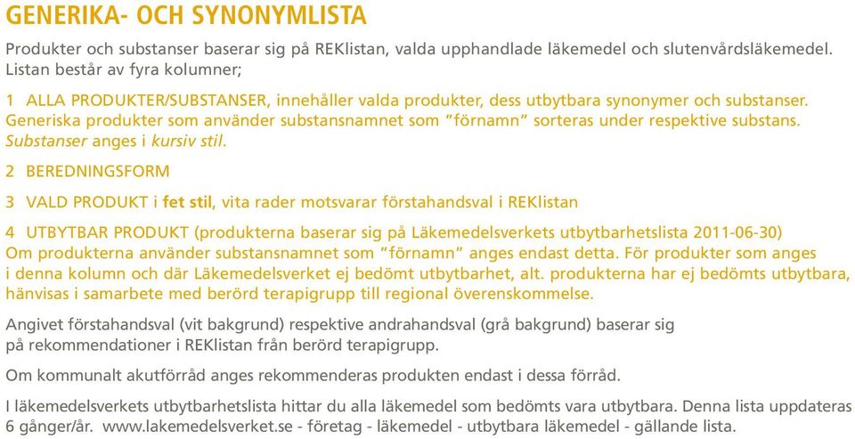 Generiska produkter som använder substansnamnet som förnamn sorteras under respektive substans. Substanser anges i kursiv stil.