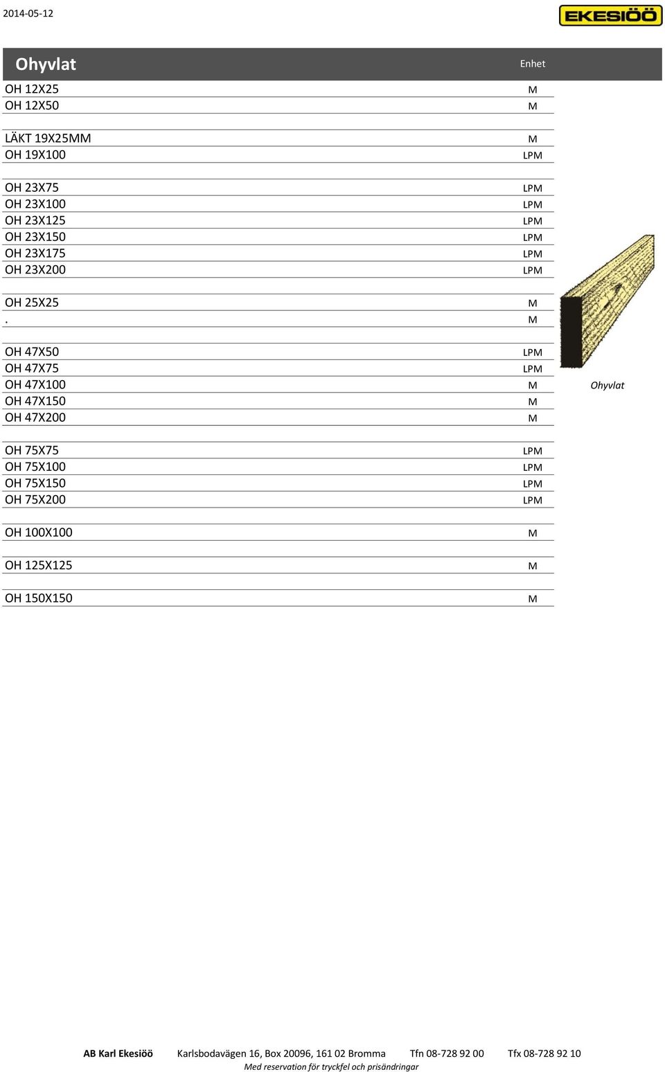 OH 47X50 LP OH 47X75 LP OH 47X100 Ohyvlat OH 47X150 OH 47X200 OH 75X75 OH 75X100