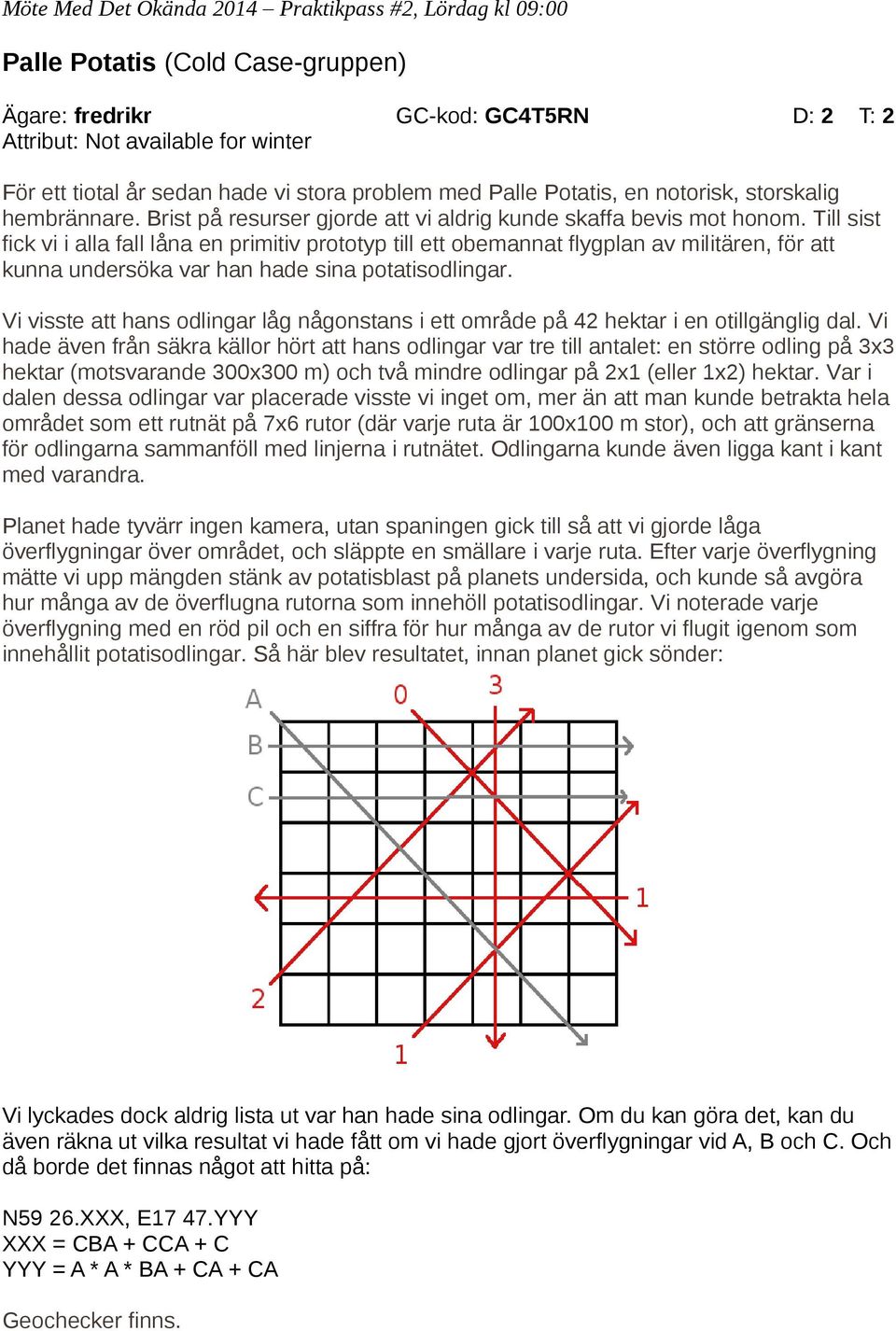 Till sist fick vi i alla fall låna en primitiv prototyp till ett obemannat flygplan av militären, för att kunna undersöka var han hade sina potatisodlingar.