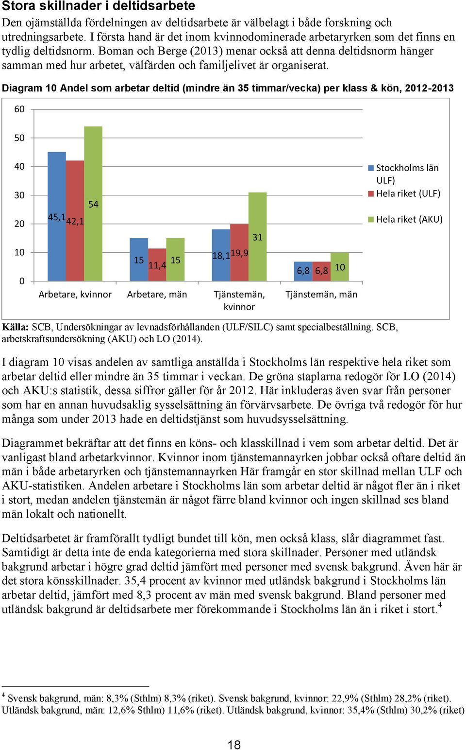 Boman och Berge (2013) menar också att denna deltidsnorm hänger samman med hur arbetet, välfärden och familjelivet är organiserat.