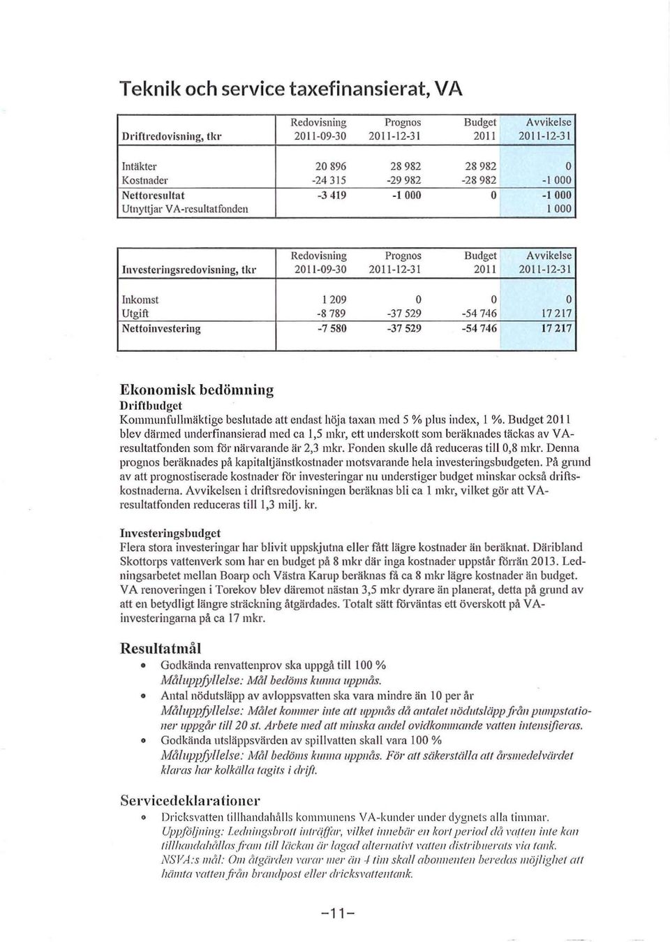 -8789-37529 -54 746 17217 Nettiuvestering -7580-37529 -54746 17217 E knmisk bedömning J)I'i ftbudgct Kmmunfullmäktige beslutade att endast höja taxan med 5 % plus index, 1 %.