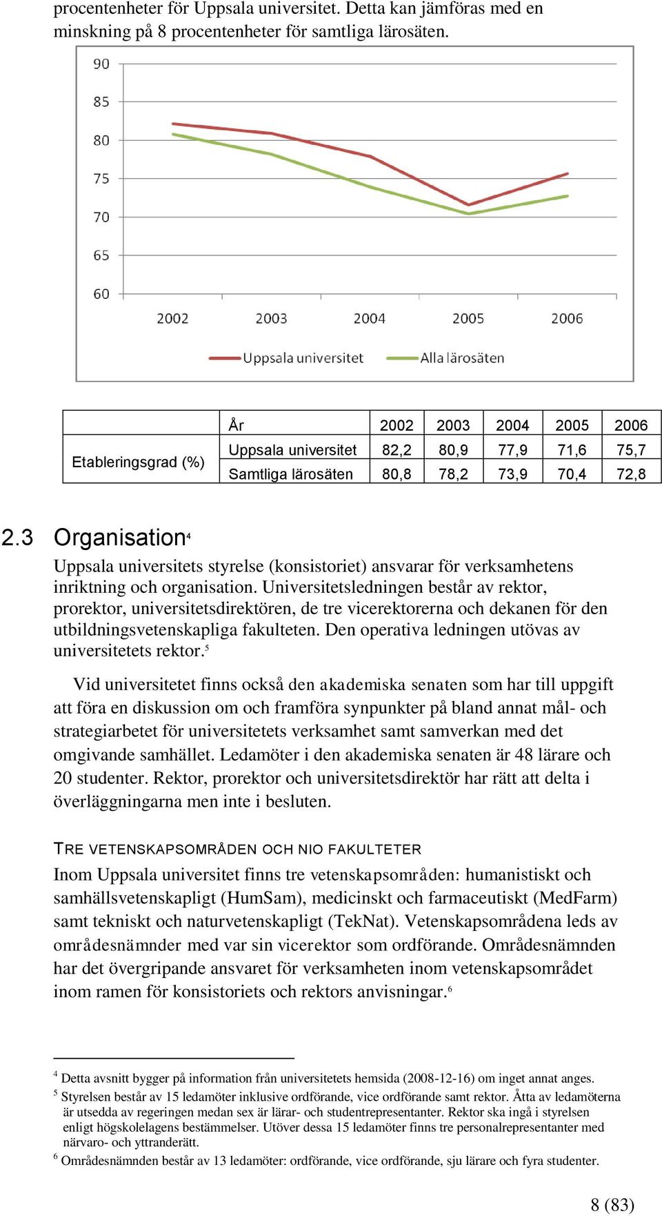 3 Organisation 4 Uppsala universitets styrelse (konsistoriet) ansvarar för verksamhetens inriktning och organisation.