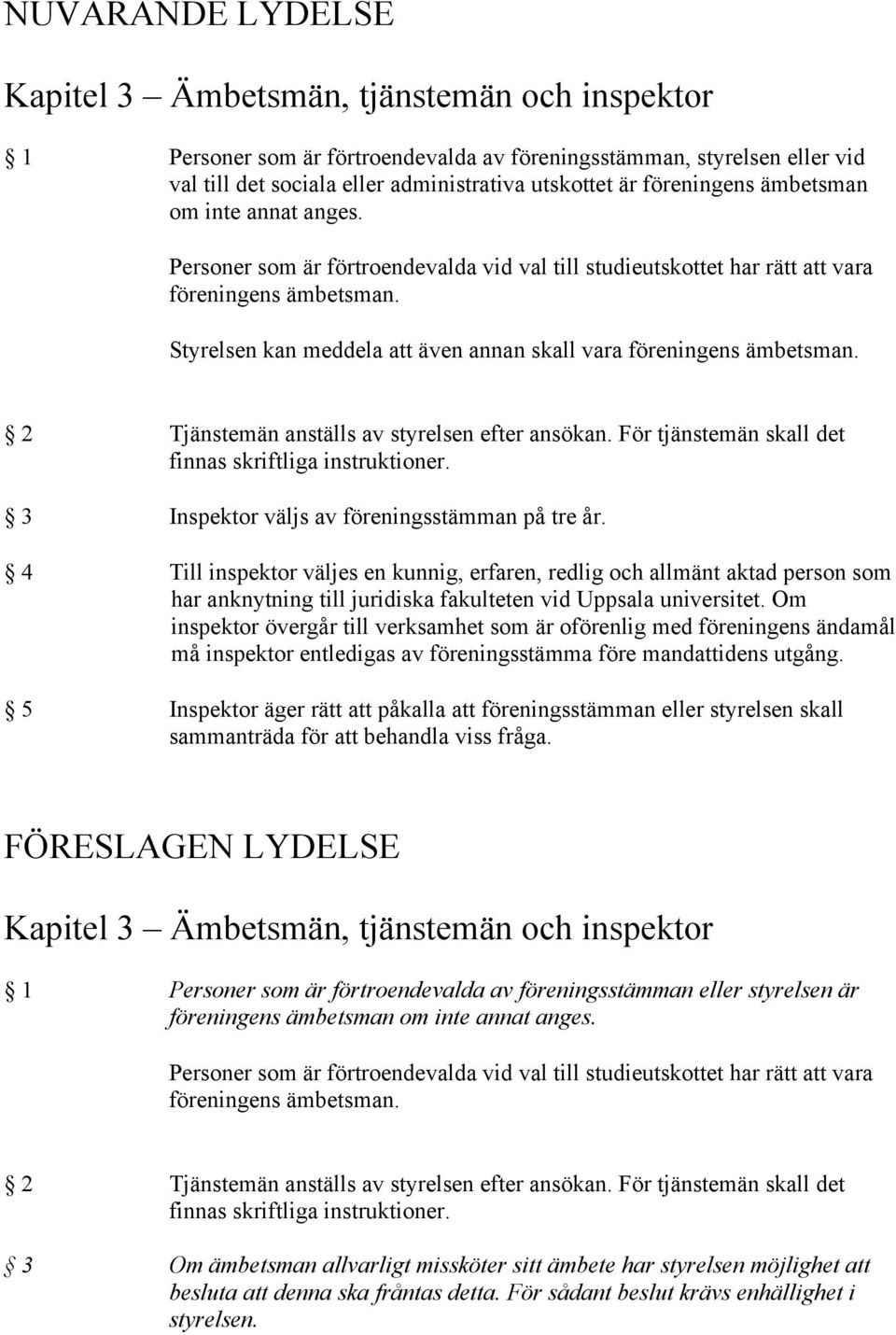 Styrelsen kan meddela att även annan skall vara föreningens ämbetsman. 2 Tjänstemän anställs av styrelsen efter ansökan. För tjänstemän skall det finnas skriftliga instruktioner.