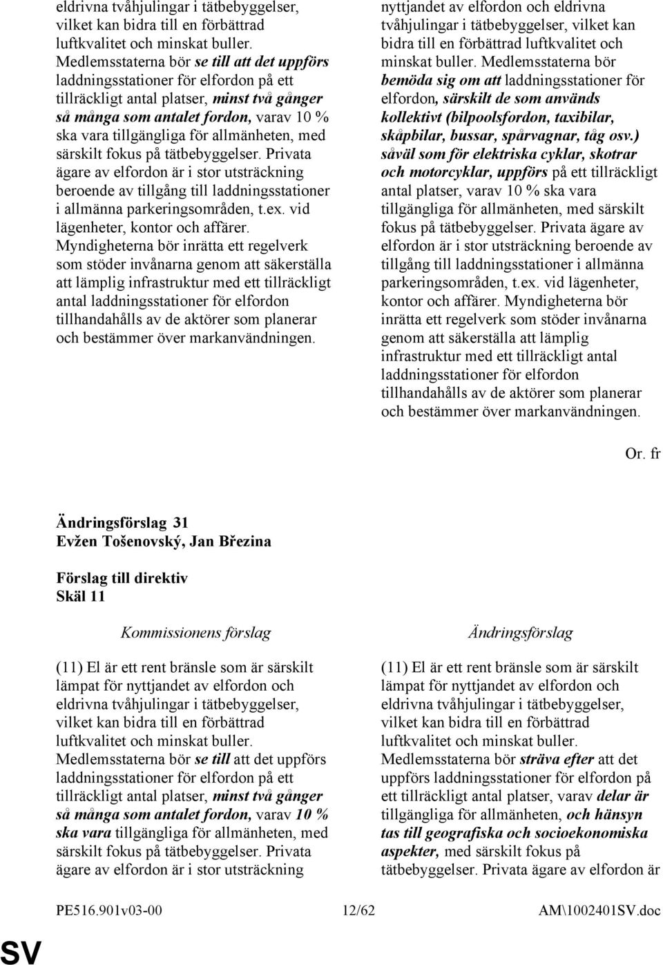 allmänheten, med särskilt fokus på tätbebyggelser. Privata ägare av elfordon är i stor utsträckning beroende av tillgång till laddningsstationer i allmänna parkeringsområden, t.ex.