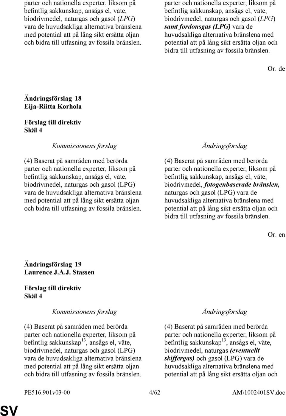 parter och nationella experter, liksom på befintlig sakkunskap, ansågs el, väte, biodrivmedel, naturgas och gasol (LPG) samt fordonsgas (LPG) vara de huvudsakliga alternativa bränslena med potential