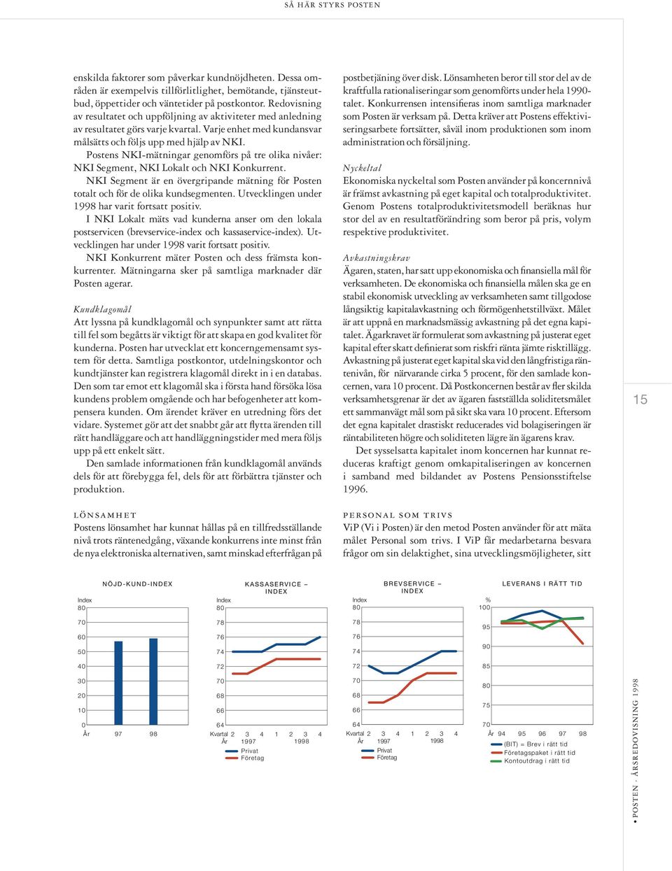 Postens NKI-mätningar genomförs på tre olika nivåer: NKI Segment, NKI Lokalt och NKI Konkurrent. NKI Segment är en övergripande mätning för Posten totalt och för de olika kundsegmenten.