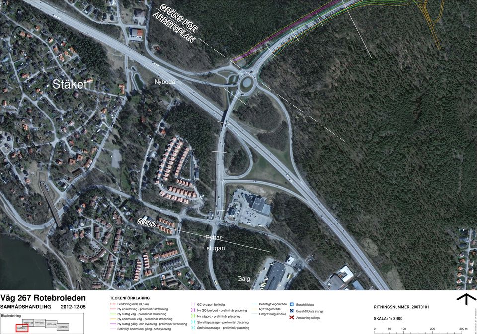 kommunal gång- och cykelväg GC-bro/port befintlig Befintligt vägområde Ny GC-bro/port - preliminär placering Nytt vägområde Ny vägbro - preliminär placering Omgrävning av dike Busshållplats