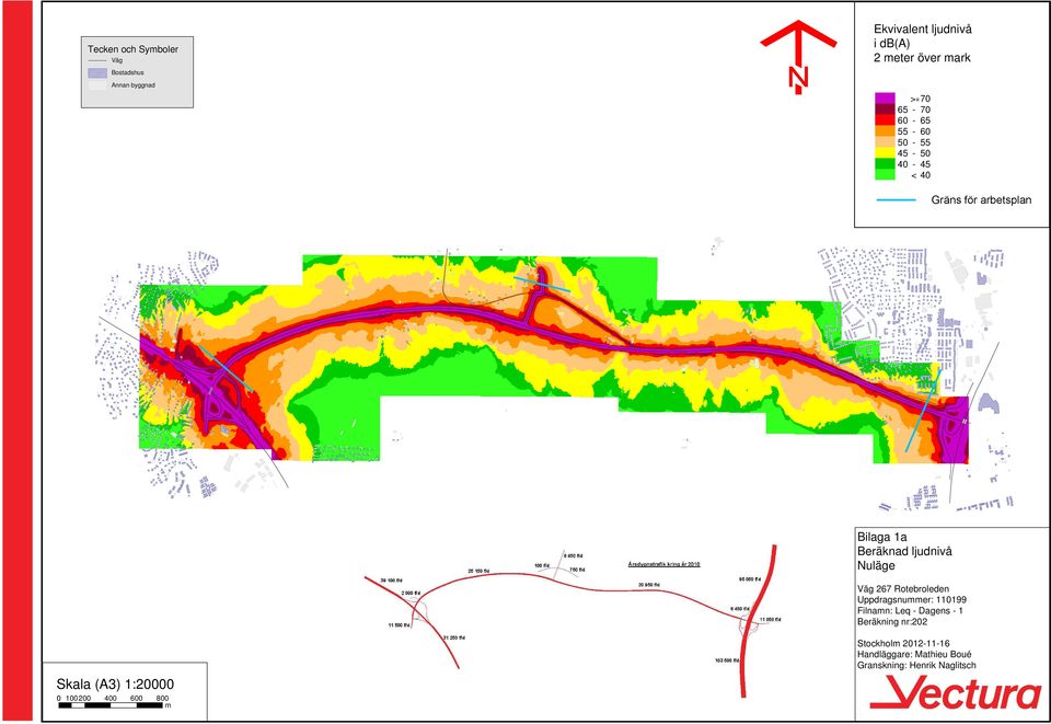 Väg 267 Rotebroleden Uppdragsnummer: 110199 Filnamn: Leq - Dagens - 1 Beräkning nr:202 Stockholm
