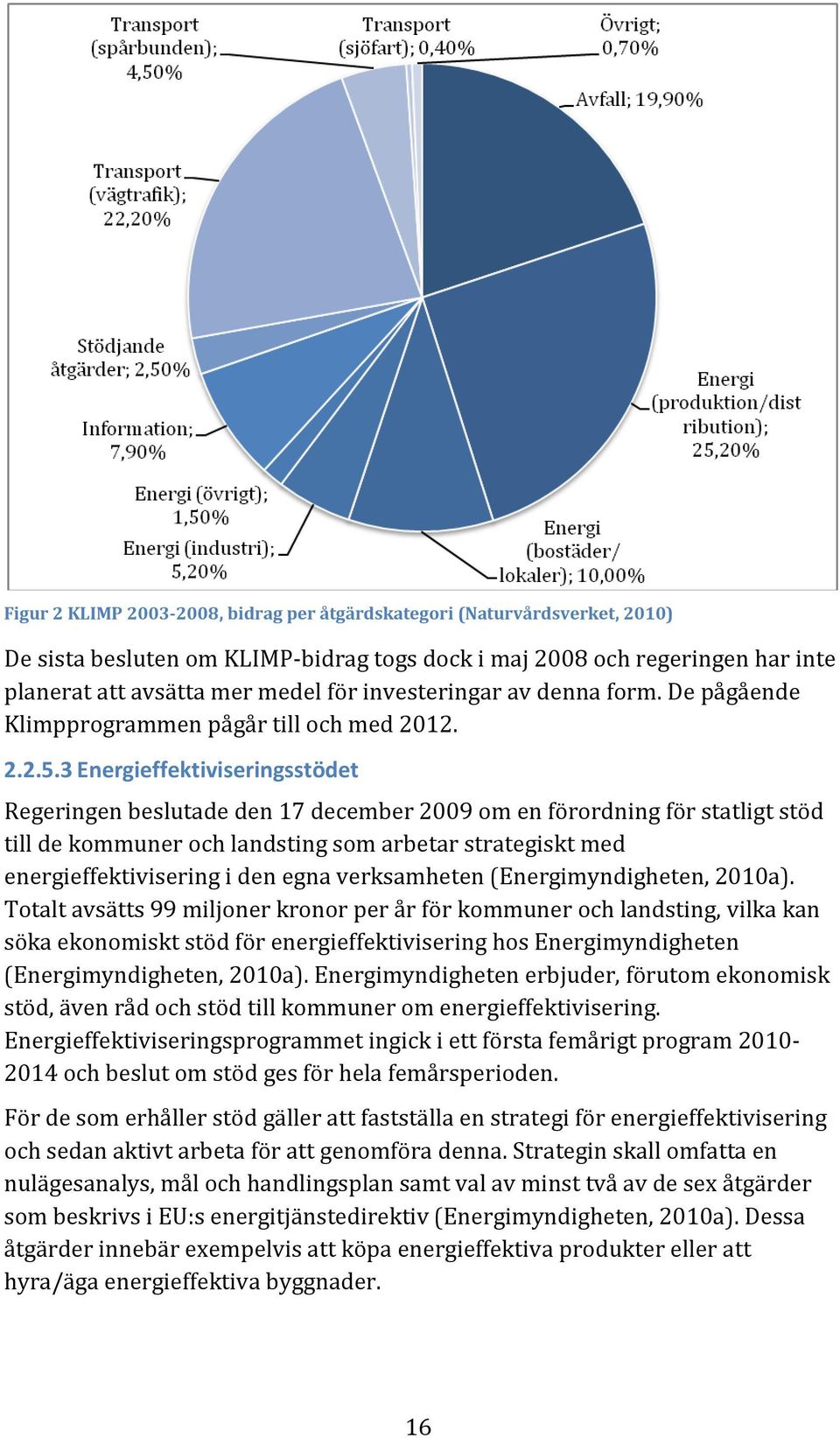 3 Energieffektiviseringsstödet Regeringen beslutade den 17 december 2009 om en förordning för statligt stöd till de kommuner och landsting som arbetar strategiskt med energieffektivisering i den egna