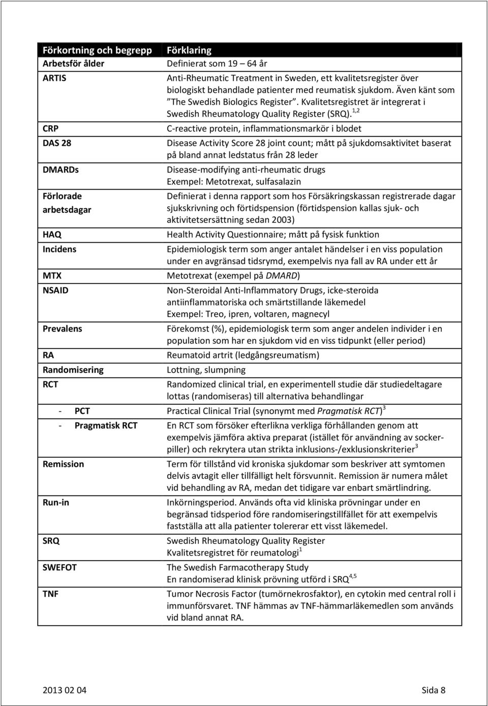 Kvalitetsregistret är integrerat i Swedish Rheumatology Quality Register (SRQ).