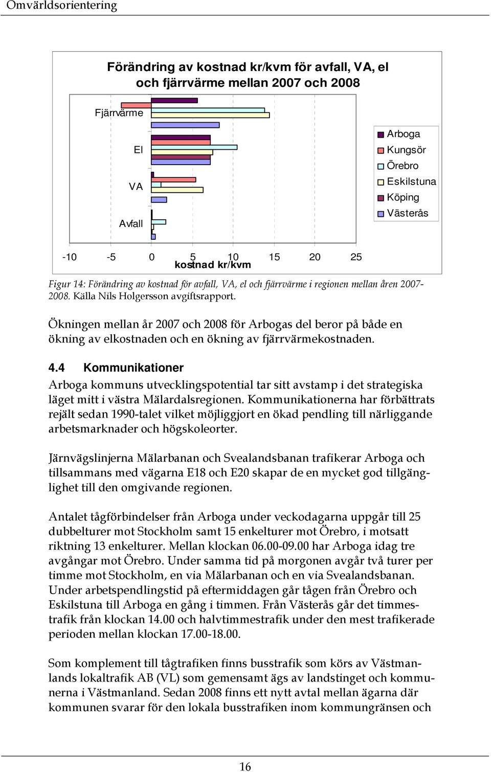 Ökningen mellan år 2007 och 2008 för Arbogas del beror på både en ökning av elkostnaden och en ökning av fjärrvärmekostnaden. 4.