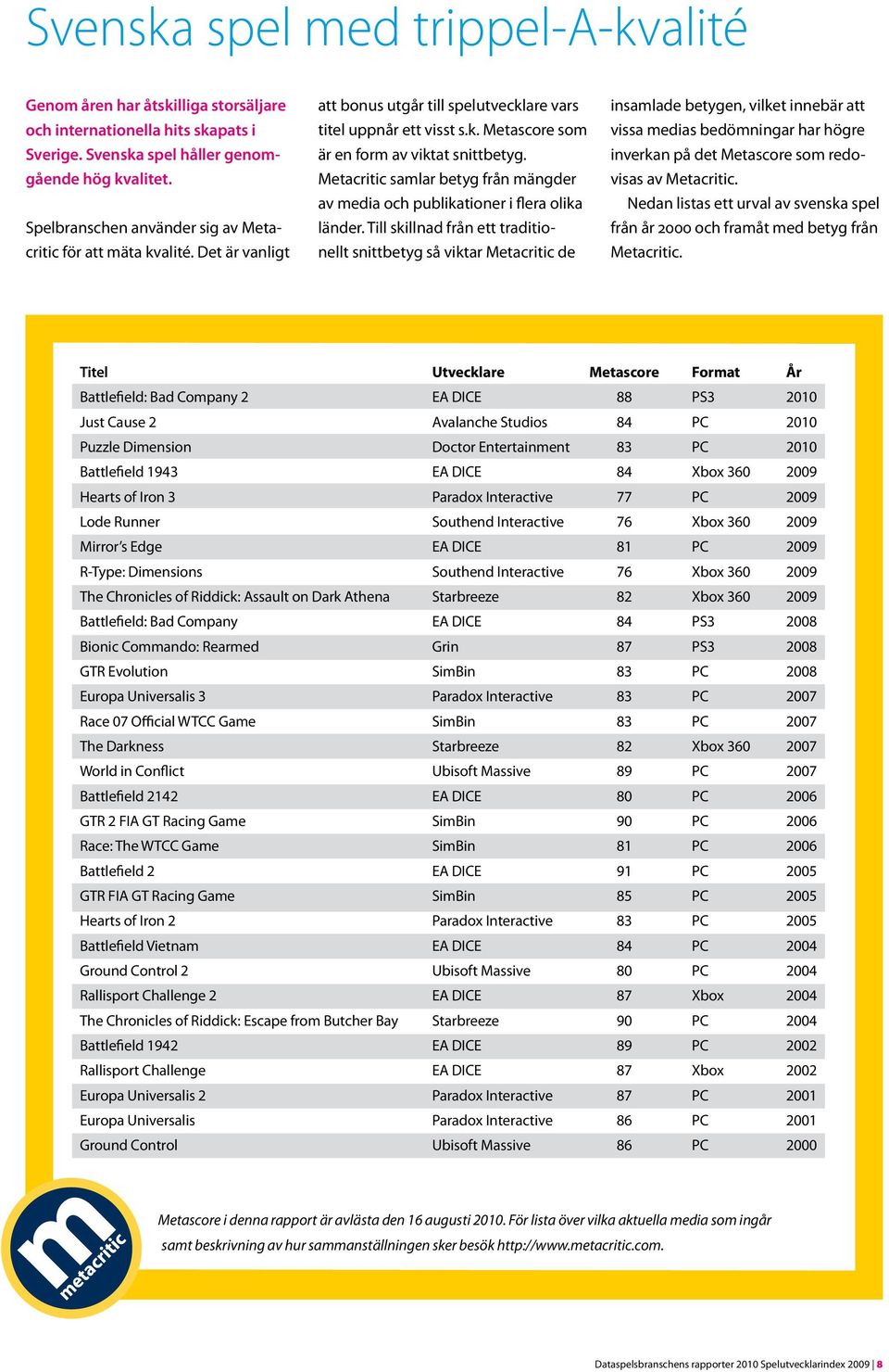 Metacritic samlar betyg från mängder av media och publikationer i flera olika länder.