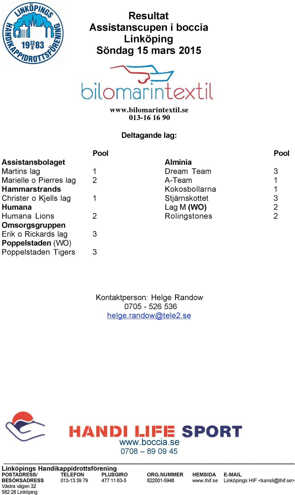 Lions 2 Rolingstones 2 Omsorgsgruppen Erik o Rickards lag 3 Poppelstaden (WO) Poppelstaden Tigers 3!