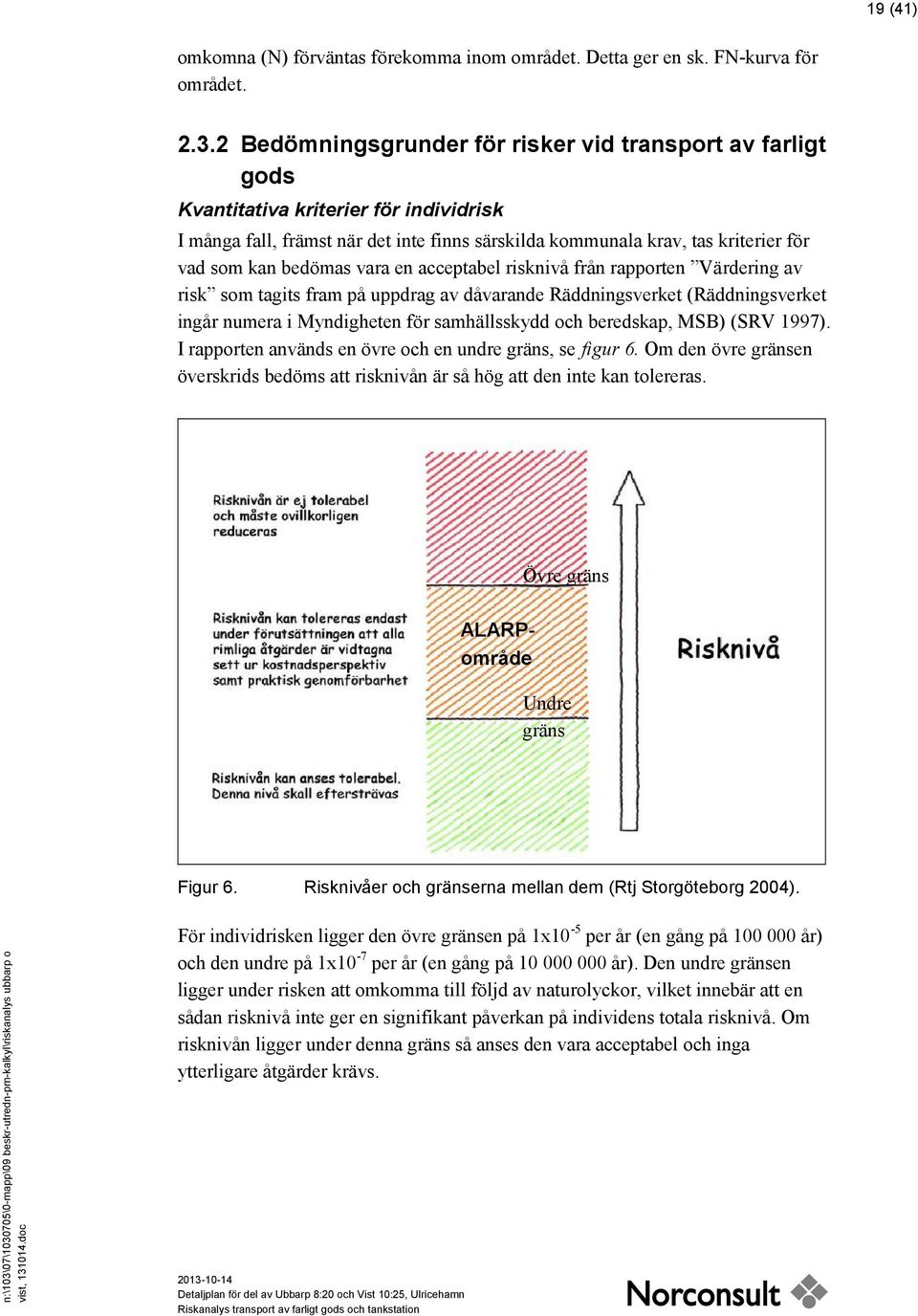 bedömas vara en acceptabel risknivå från rapporten Värdering av risk som tagits fram på uppdrag av dåvarande Räddningsverket (Räddningsverket ingår numera i Myndigheten för samhällsskydd och