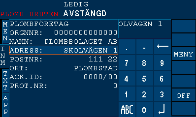 Numerisk inmatning Inmatningsformulär Inmatningsfält Postnamn Övergång till alfanumeriskt tangentbord Enterknapp Figur 6: Exempel på numerisk inmatning Värdena för markerad post i formuläret förs