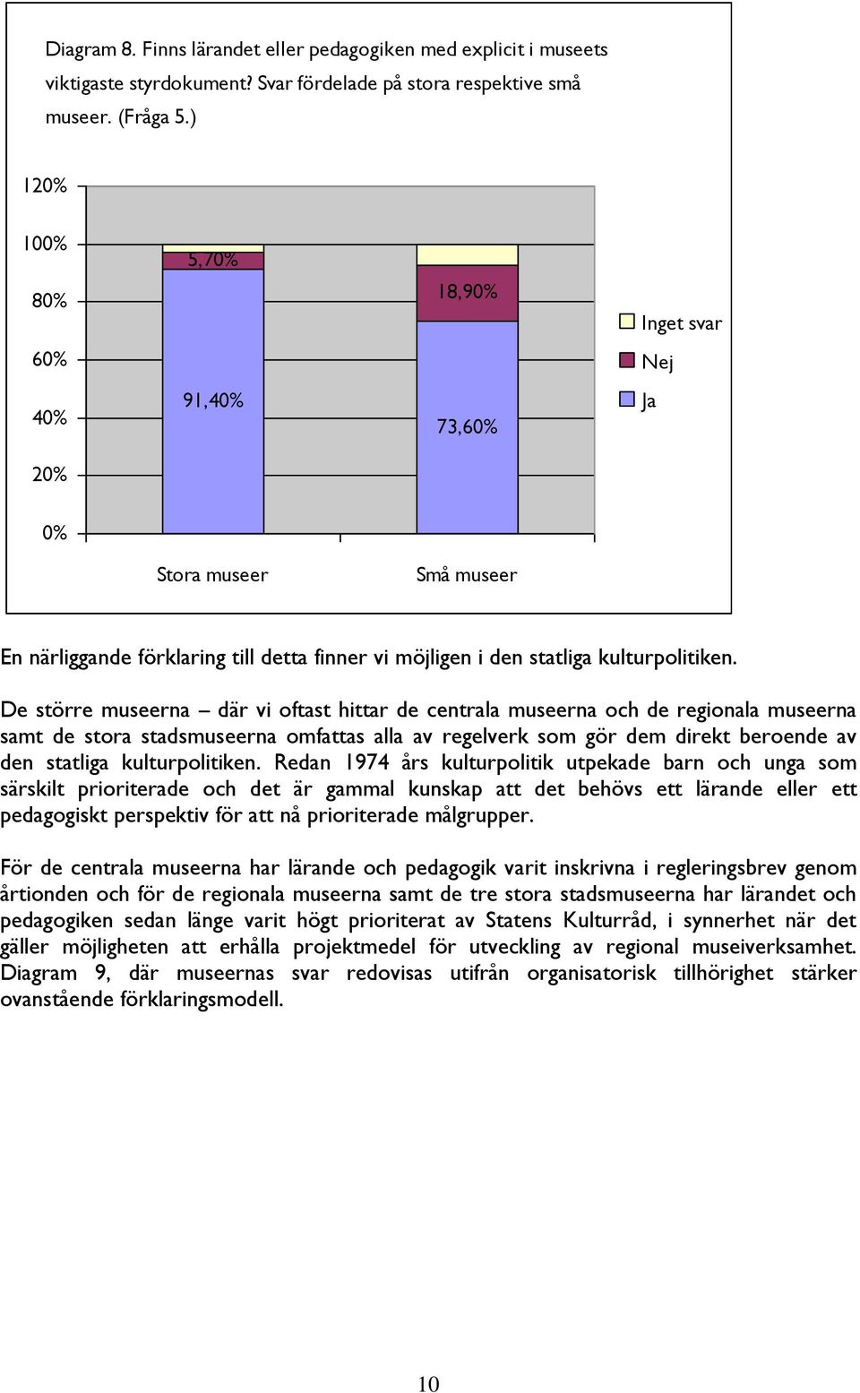 De större museerna där vi oftast hittar de centrala museerna och de regionala museerna samt de stora stadsmuseerna omfattas alla av regelverk som gör dem direkt beroende av den statliga