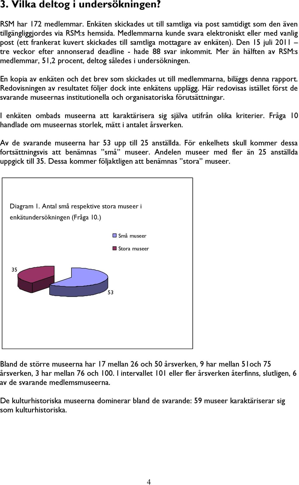 Den 15 juli 2011 tre veckor efter annonserad deadline - hade 88 svar inkommit. Mer än hälften av RSM:s medlemmar, 51,2 procent, deltog således i undersökningen.