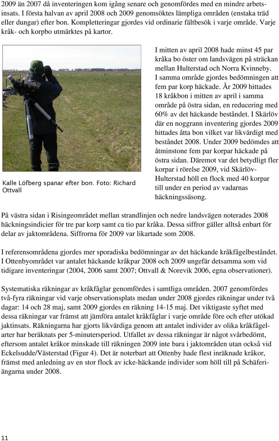 Foto: Richard Ottvall I mitten av april 2008 hade minst 45 par kråka bo öster om landsvägen på sträckan mellan Hulterstad och Norra Kvinneby.