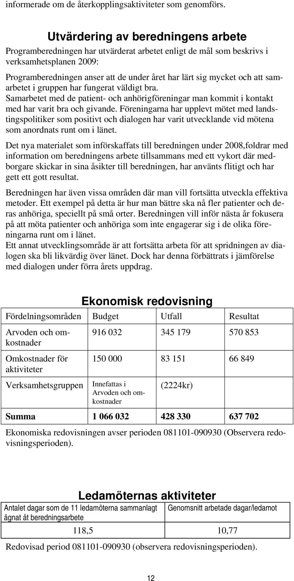 att samarbetet i gruppen har fungerat väldigt bra. Samarbetet med de patient- och anhörigföreningar man kommit i kontakt med har varit bra och givande.