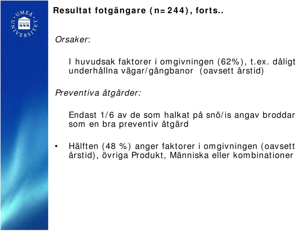 av de som halkat på snö/is angav broddar som en bra preventiv åtgärd Hälften (48 %)