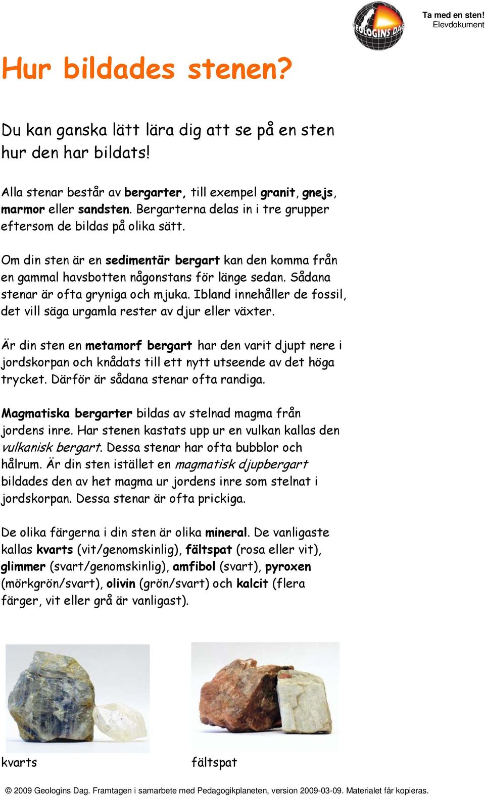 Sådana stenar är ofta gryniga och mjuka. Ibland innehåller de fossil, det vill säga urgamla rester av djur eller växter.