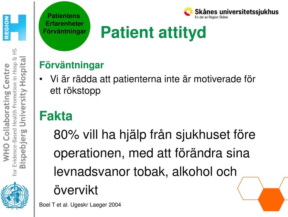 hjälp från sjukhuset före operationen, med att förändra sina levnadsvanor