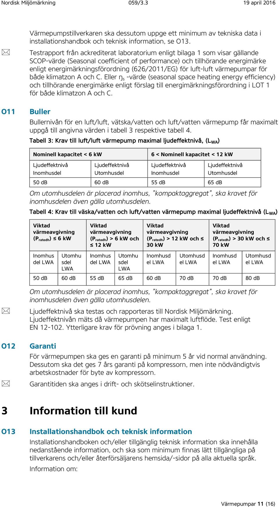 (626/2011/EG) för luft-luft värmepumpar för både klimatzon A och C.