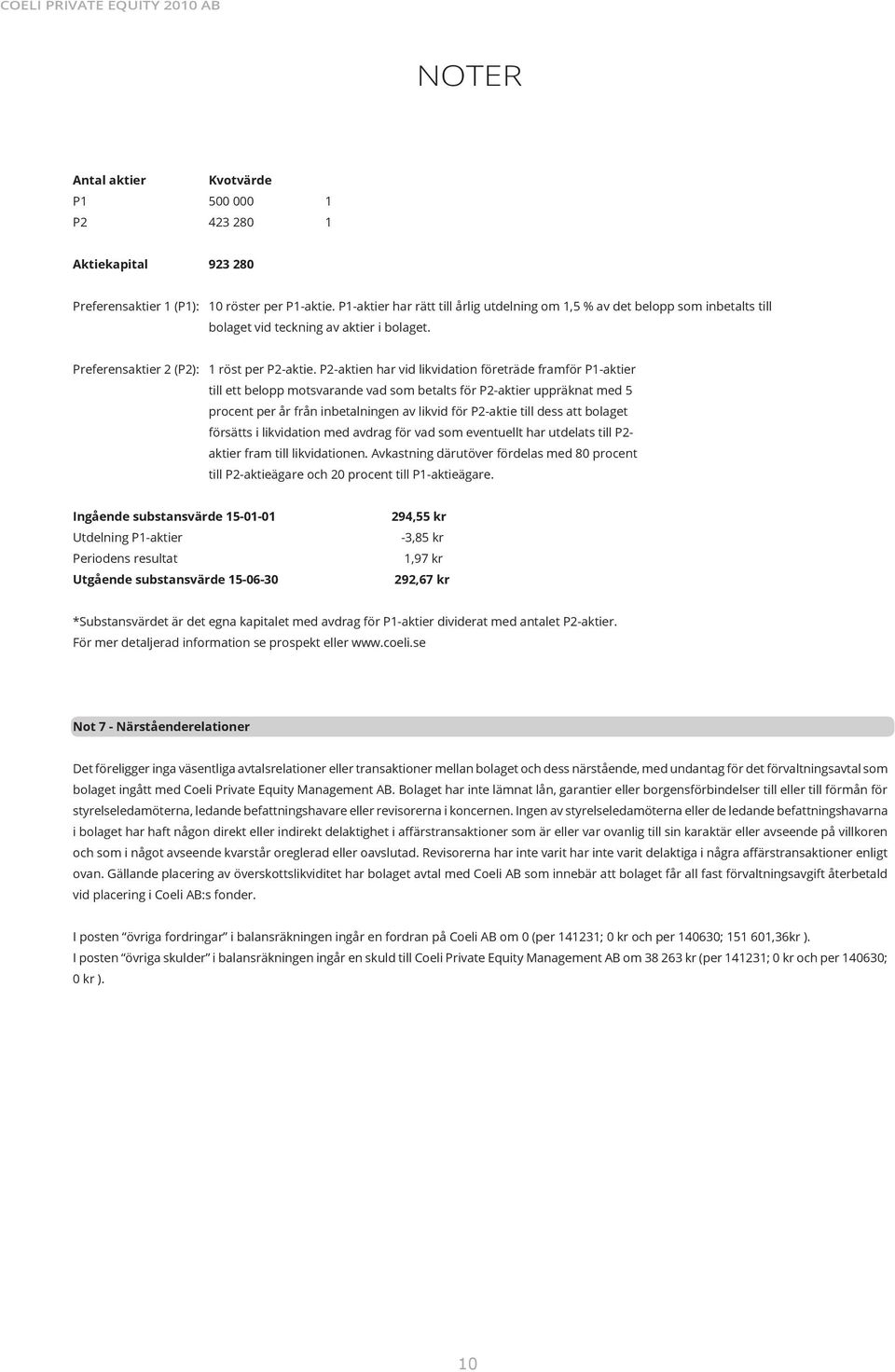 P2-aktien har vid likvidation företräde framför P1-aktier till ett belopp motsvarande vad som betalts för P2-aktier uppräknat med 5 procent per år från inbetalningen av likvid för P2-aktie till dess