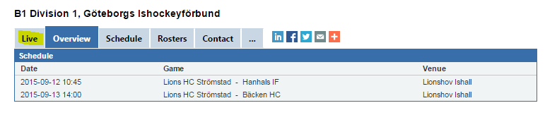 Skapa spelschema/event - Lagledare - Notera innan filming måste ett event vara upplagt, senast 24 timmar innan. Varje lag eller cupansvarig är ansvarig för att lägga upp matcherna som event.