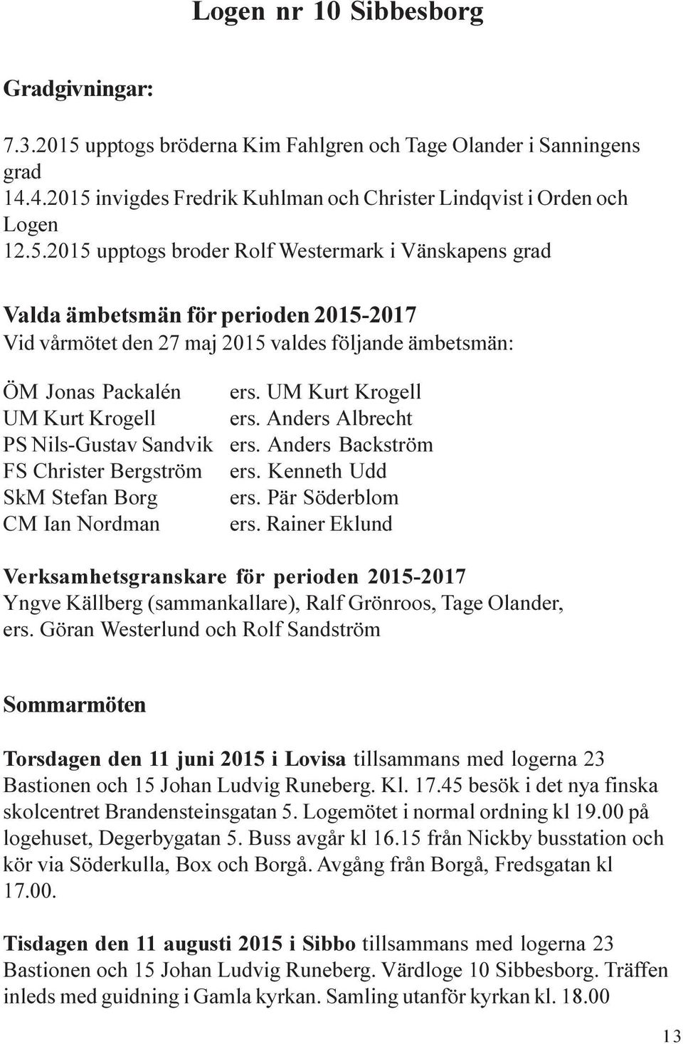 invigdes Fredrik Kuhlman och Christer Lindqvist i Orden och Logen 12.5.
