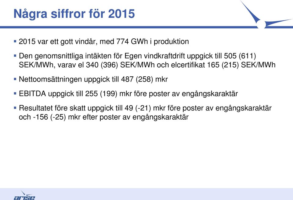 Nettoomsättningen uppgick till 487 (258) mkr EBITDA uppgick till 255 (199) mkr före poster av engångskaraktär