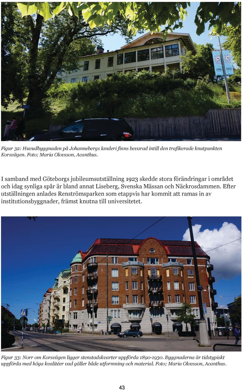 Näckrosdammen. Efter utställningen anlades Renströmsparken som etappvis har kommit att ramas in av institutionsbyggnader, främst knutna till universitetet.
