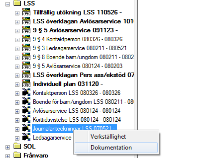 Skriva ny journalanteckning SoL eller LSS 1. Gå till Navigeringsläget Mina Akter; se pil sid.3. Sök fram personen! 2.