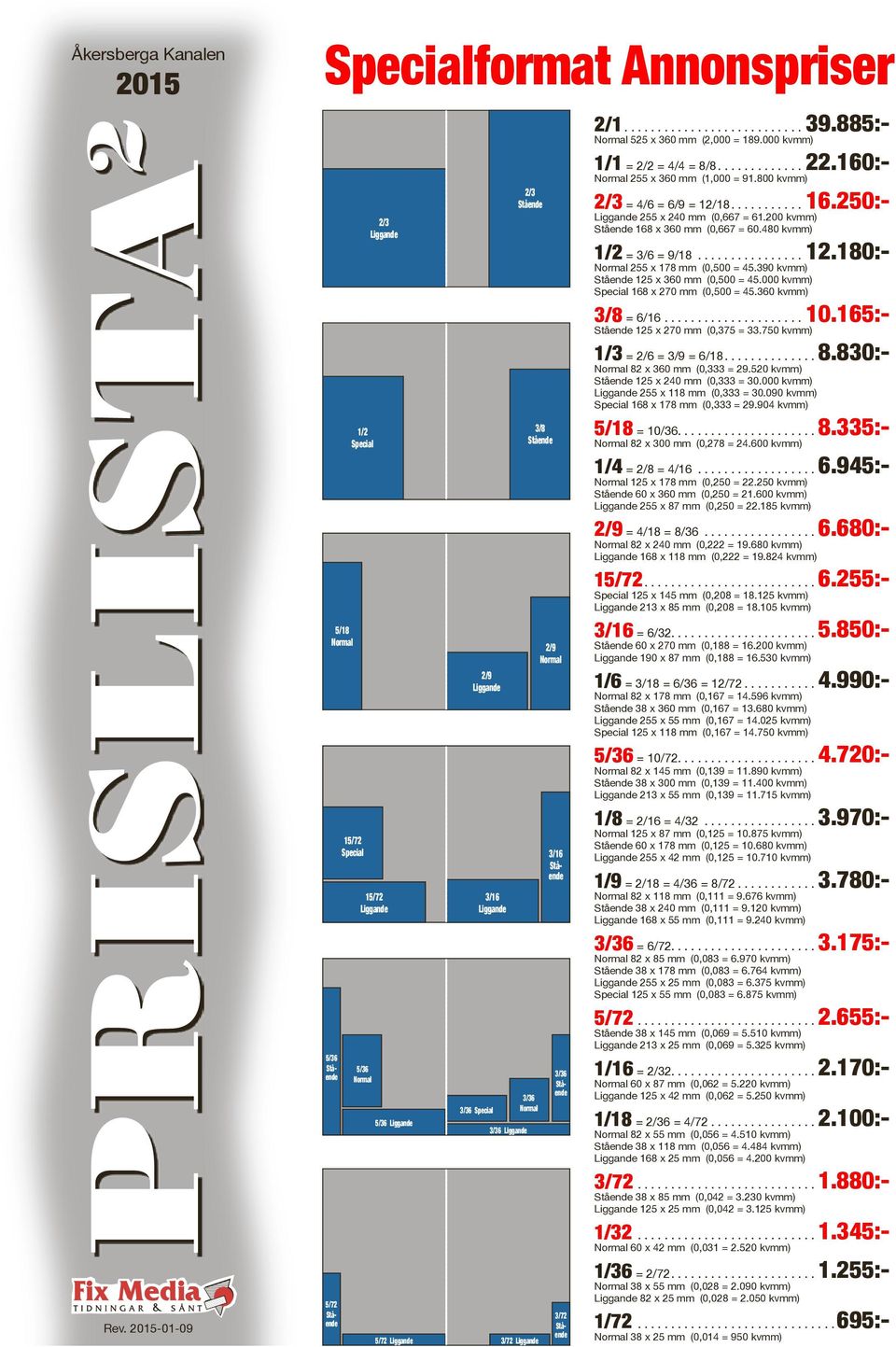 Normal 5/72 Liggande 3/72 Liggande 3/8 2/9 Normal 3/16 3/36 3/72 2/1........................... 39.885:- Normal 525 x 360 mm (2,000 = 189.000 kvmm) 1/1 = 2/2 = 4/4 = 8/8............. 22.