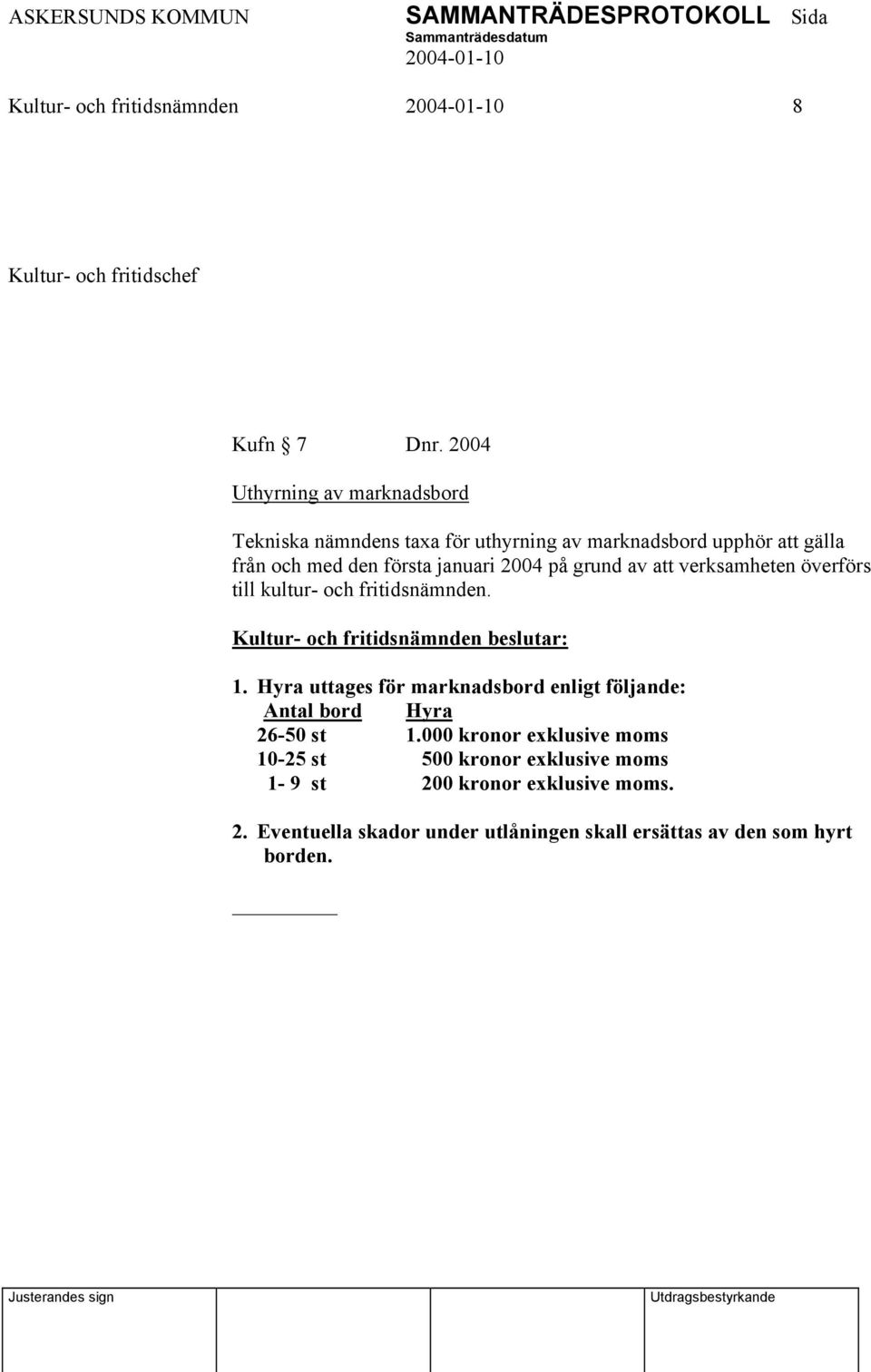 2004 på grund av att verksamheten överförs till kultur- och fritidsnämnden. 1.