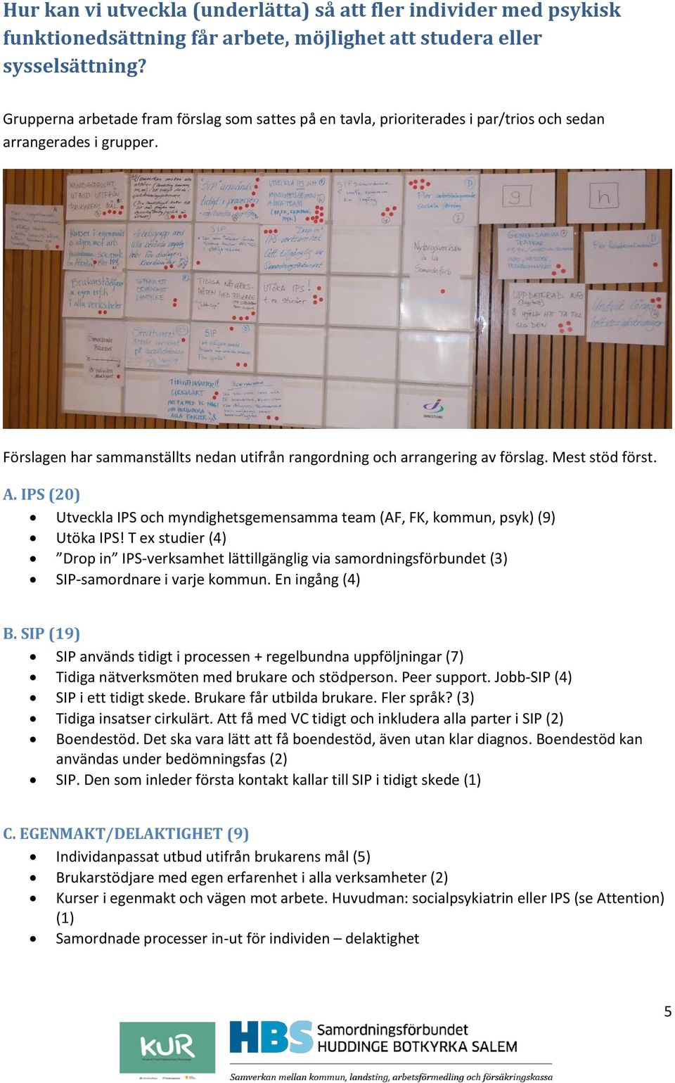 Mest stöd först. A. IPS (20) Utveckla IPS och myndighetsgemensamma team (AF, FK, kommun, psyk) (9) Utöka IPS!