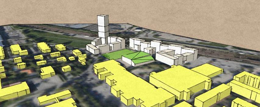 2.2 PLANERAD BEBYGGELSE Inom planområdet utreder Sollentuna kommun möjligheten att uppföra studentbostäder i den södra delen (på den nuvarande parkeringen) och flerbostadshus samt en fotbollsplan på