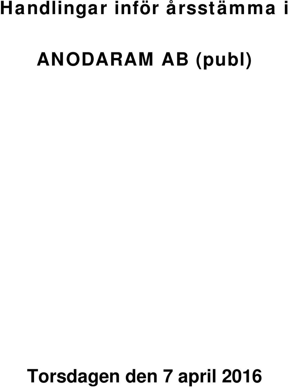 ANODARAM AB (publ)