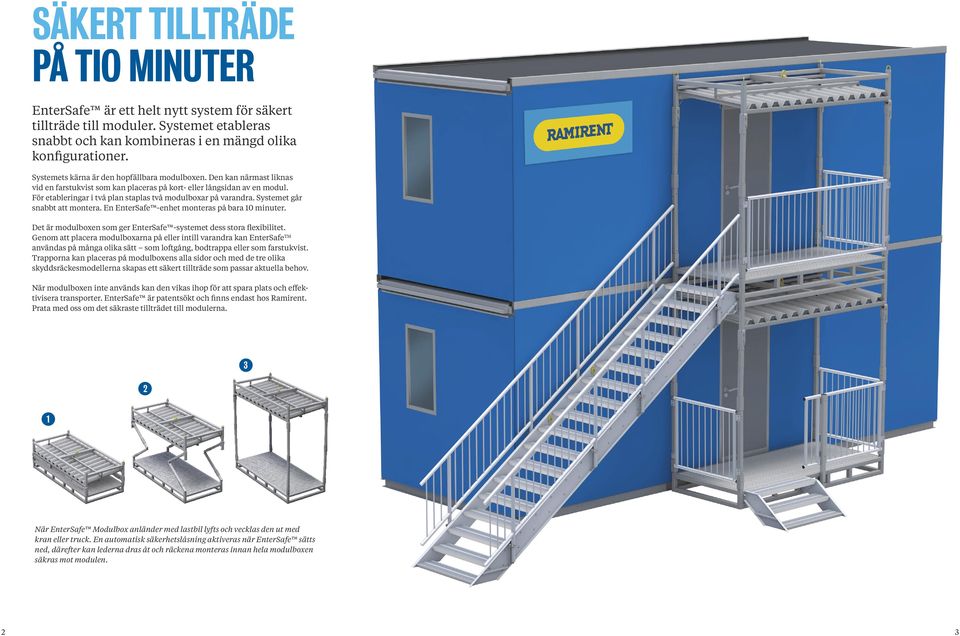 För etableringar i två plan staplas två modulboxar på varandra. Systemet går snabbt att montera. En EnterSafe -enhet monteras på bara 0 minuter.