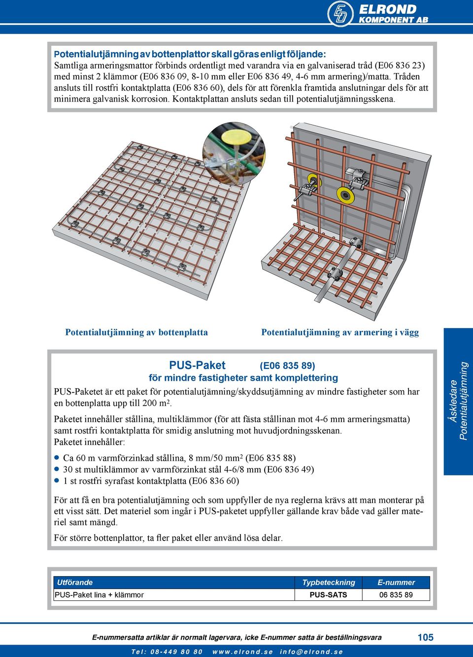 Kontaktplattan ansluts sedan till potentialutjämningsskena.