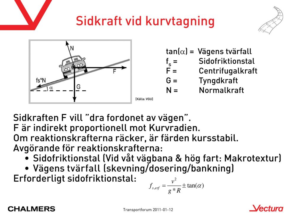 Om reaktionskrafterna räcker, är färden kursstabil.