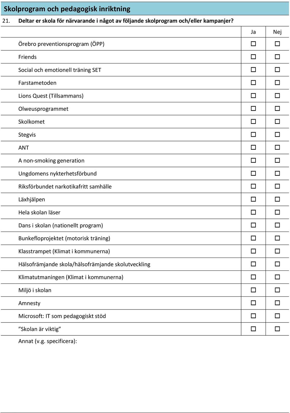 generation Ungdomens nykterhetsförbund Riksförbundet narkotikafritt samhälle Läxhjälpen Hela skolan läser Dans i skolan (nationellt program) Bunkefloprojektet (motorisk