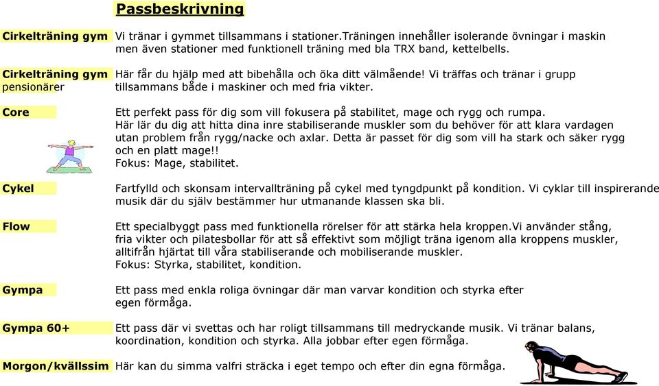 Core Cykel Flow Gympa Gympa 60+ Ett perfekt pass för dig som vill fokusera på stabilitet, mage och rygg och rumpa.