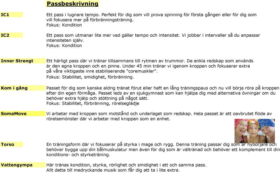 Fokus: Kondition Inner Strengt Kom i gång SomaMove Ett härligt pass där vi tränar tillsammans till rytmen av trummor. De enkla redskap som används är den egna kroppen och en pinne.