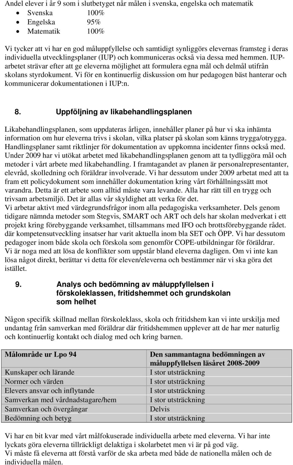 IUParbetet strävar efter att ge eleverna möjlighet att formulera egna mål och delmål utifrån skolans styrdokument.