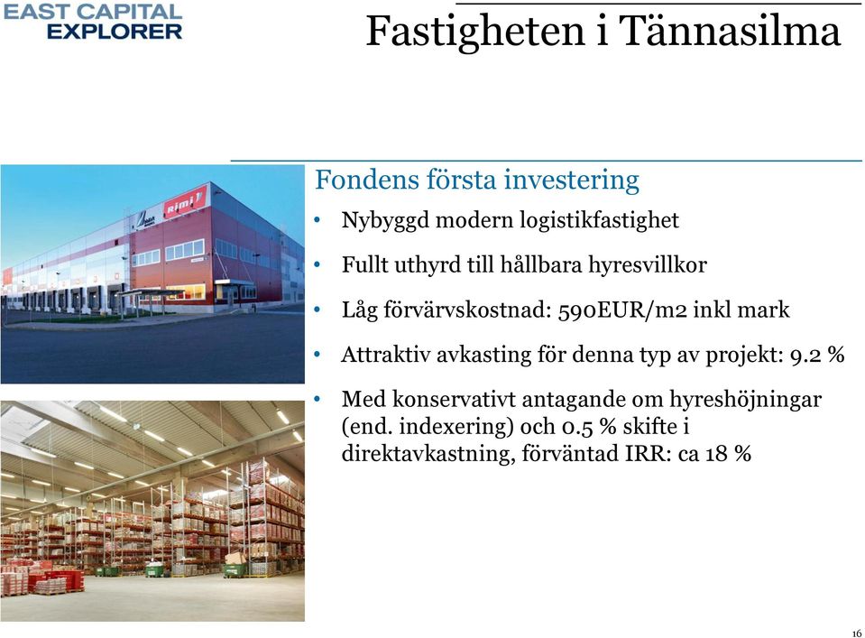 Attraktiv avkasting för denna typ av projekt: 9.