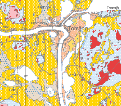 Figur 6-19. Utdrag ur SGU:s jordartskarta över Dalälven i Borlänge kommun (efter Kartgeneratorn, www.sgu.se) 6.9.4 Tidigare utförda utredningar Om området längs vattendraget har exploaterats eller om det löpande har förekommit problem med erosion/stabilitet kan geotekniska utredningar ha utförts.