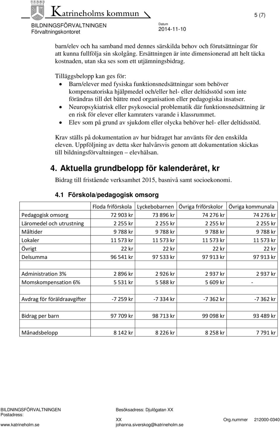 Tilläggsbelopp kan ges för: Barn/elever med fysiska funktionsnedsättningar som behöver kompensatoriska hjälpmedel och/eller hel- eller deltidsstöd som inte förändras till det bättre med organisation