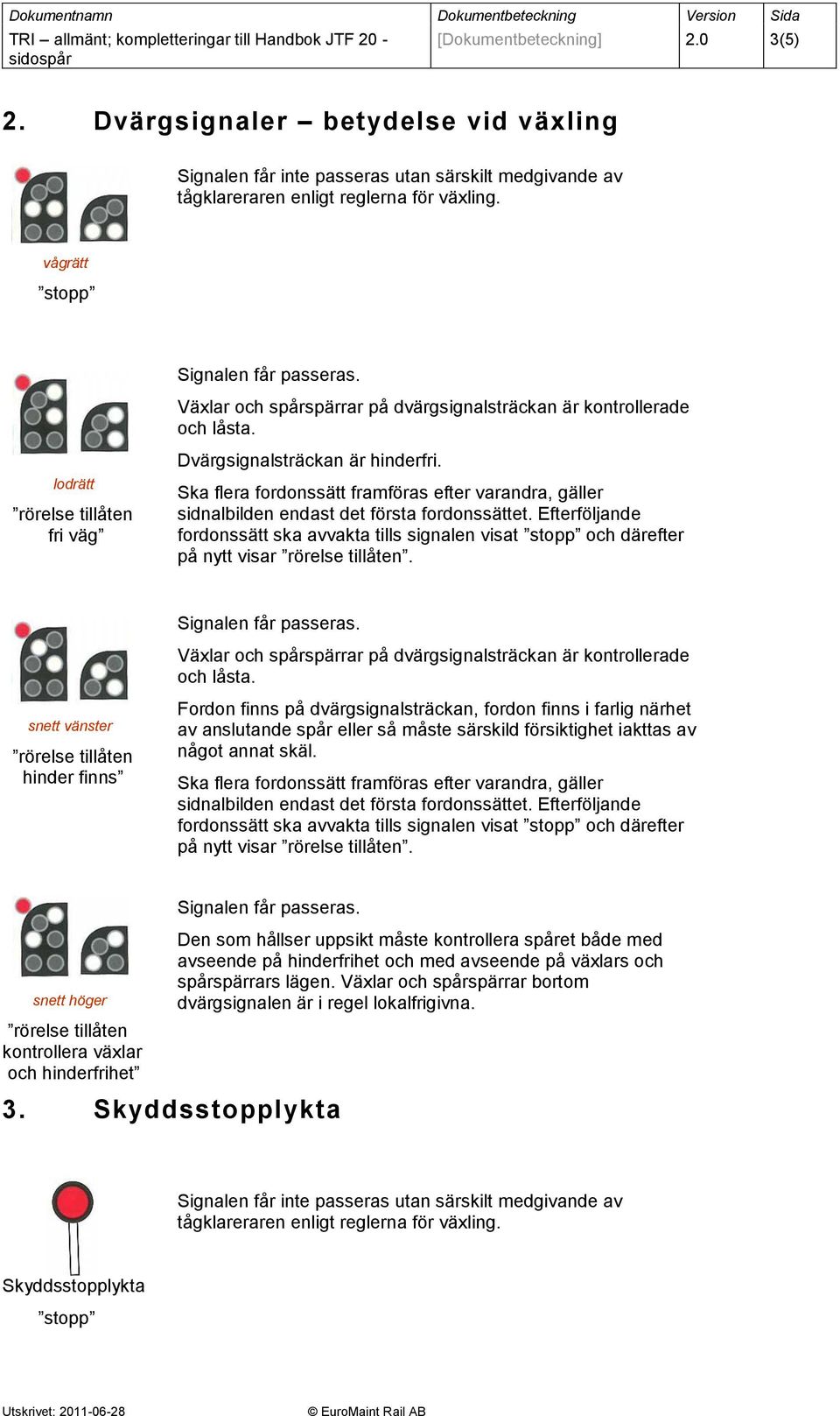 Ska flera fordonssätt framföras efter varandra, gäller sidnalbilden endast det första fordonssättet. Efterföljande fordonssätt ska avvakta tills signalen visat och därefter på nytt visar.