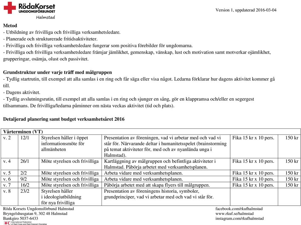 - Frivilliga och frivilliga verksamhetsledare främjar jämlikhet, gemenskap, vänskap, lust och motivation samt motverkar ojämlikhet, grupperingar, osämja, olust och passivitet.